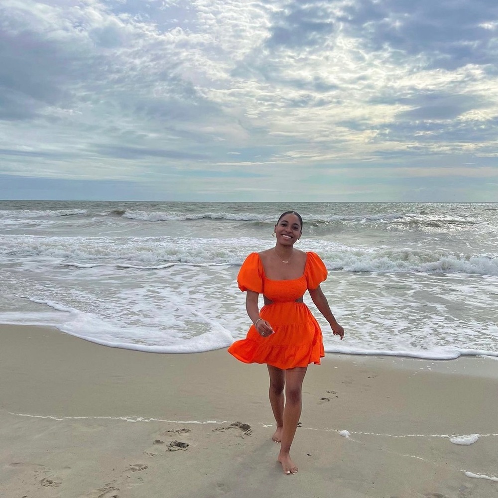 Orange Cutout Summer Dress